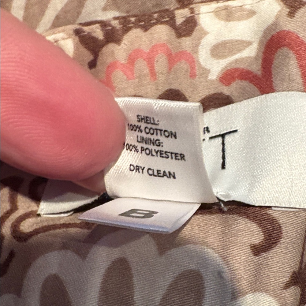 LOFT Cotton Fully Lined Floral Patterned Skirt in Brown/Cream/Reds Size 2P - Picture 8 of 9